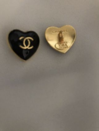 Rare Authentic Chanel Black And Gold Heart 16mm Cc Button Double Stamped Euc