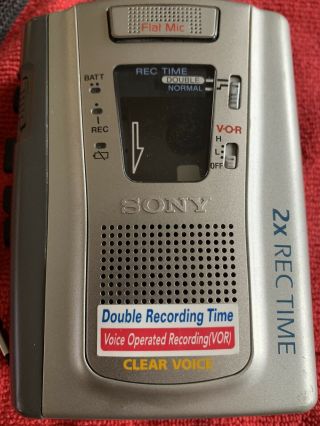 Sony VOR Clear Voice Cassette Corder Handheld TCM - 400DV EUC VINTAGE RARE 3
