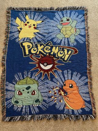 Vintage 90’s Northwest Company Pokemon Throw Blanket Nintendo 41” X 55” Rare