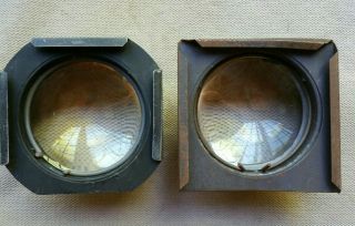 2 Antique Double Lens Magnifier Canister Focusing Stage Lights (d3)