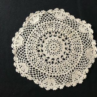 Old Vintage Off - White Crochet Doily Pattern 8 " Dia Vintage Table Decor