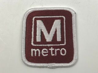 Vintage Washington Dc " M " Metro Subway Red Logo Uniform Patch 2 - 3/8 " X 2 " N2