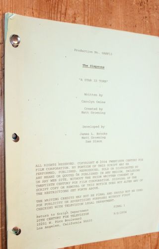 The Simpsons Rare Tv Series Show Script Episode A Star Is Torn