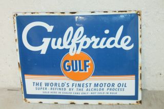 Gulf Gulfpride Oil Vintage Style Porcelain Signs Gas Pump Man Cave Station 2