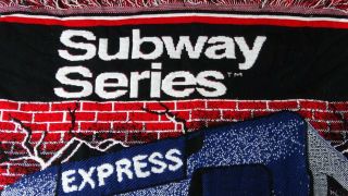Rare 2000 Ny Mets Vs Ny Yankees Subway Series Knitted Throw Blanket 55 " X45 "