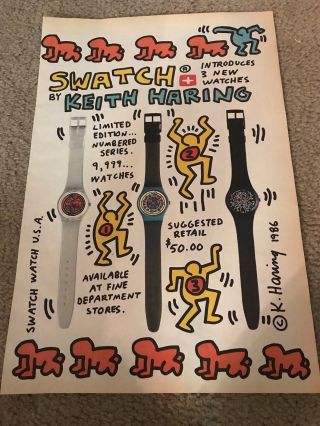 Vintage 1986 Swatch Watch Keith Haring Print Ad Art Inflatable Baby 1980s Rare