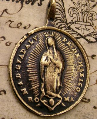 Rare Antique Our Lady Of Guadalupe & St.  Helena Shrine Pilgrimage Bronze Medal
