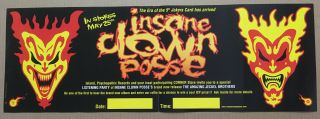 Insane Clown Posse Rare 1999 Promo Tour Poster W/ Release Date 4 Jeckel Cd 26x9