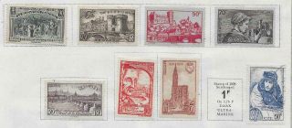 8 France Stamps From Quality Old Antique Album 1939 - 1940