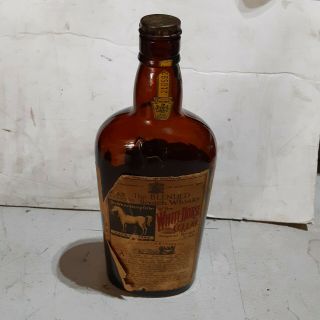 《antique Scotch Wiskey Bottle》 The White Horse Cellar▪amber Glass▪vintage Label