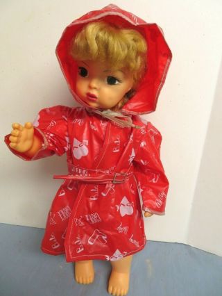 Vintage Red Vinyl Raincoat For 16 " Terri Lee Doll Ex.  Con.