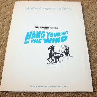 Hang You Hat On The Wind Rare Walt Disney Advance Campaign Material Press Kit