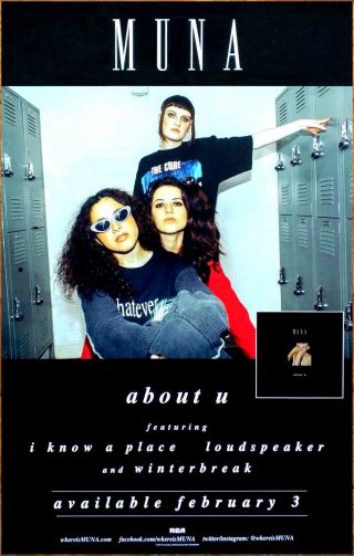 Muna About U 2017 Ltd Ed Rare Poster,  Indie Poster Haim Chvrches Grimes