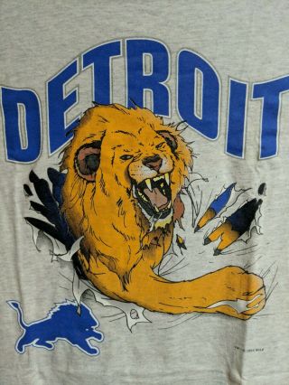 Vtg Detroit Lions Nutmeg Big Logo Shirt 1993 Rare Front Back Double Sided Xl