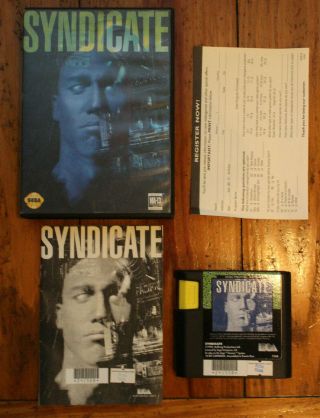 Rare Vintage 1990s Syndicate Sega Genesis Video Game Complete &