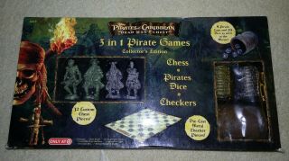 Disney Pirates Of The Caribbean 3 In 1 Chess Pirates Dice Checkers Rare Complete