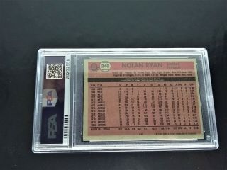 EXT Rare PSA 1981 OPC Nolan Ryan Gray Back 240 Baseball Card Old Mets Angels 2