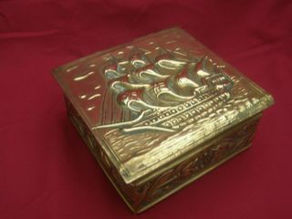 Antique/vintage Wood Lined Brass Box Ideal For Playing Cards,  Trinkets C1930`s