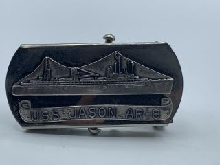 Rare Vintage Usn Us Navy Belt Buckle Uss Jason Ar - 8