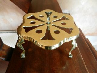 Antique Victorian/edwardian/ Solid Brass Ornate Kettle Tea Pot Trivet