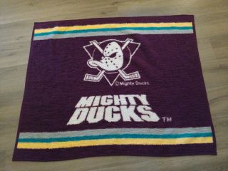 Mighty Ducks Vintage Blanket Hockey Usa Acrylic Polyester 47 " 57 " Rare Disney