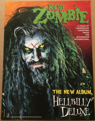 Rob Zombie Ultra Rare 1998 Promo Poster For Hellbilly Cd Usa 18x24 White