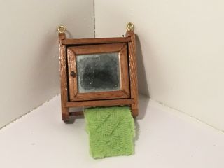 Vintage Dollhouse Miniatures Hanging Medicine Cabinet W/ Towel 7