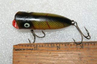 Vintage Heddon Baby Lucky 13,  2400,  Blk Back/head,  Green/gold Scales,  White Bly