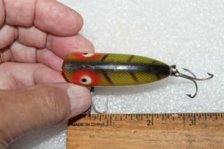 Vintage Heddon Baby Lucky 13,  Blk Back & Bars,  Red Eye Patches,  Green/gold Scale