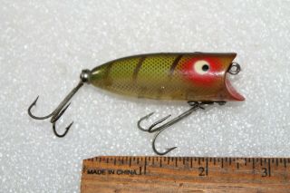 Vintage Heddon Baby Lucky 13,  Blk Back & Bars,  Red Eye Patches,  Green/Gold Scale 2