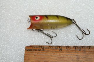 Vintage Heddon Baby Lucky 13,  Blk Back & Bars,  Red Eye Patches,  Green/Gold Scale 3