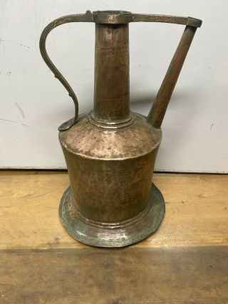 Vintage French Solid Copper Oil Water Jug Pitcher