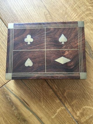 Vintage Wooden Playing Card Box
