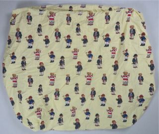 Rare Vintage Ralph Lauren Polo Bear Striped Twin Size Fitted Sheet 90s Stadium