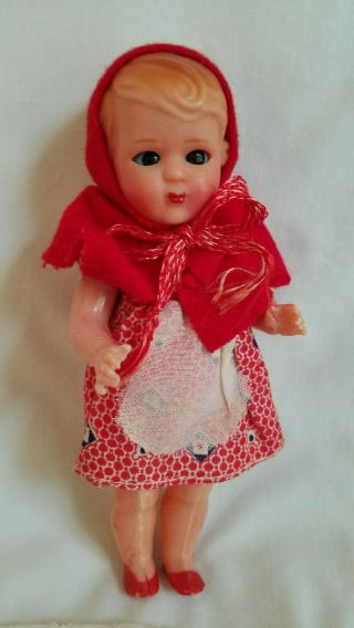 Adorable Vintage 1940s - 50s 5.  25 " Red Dress Blonde Doll Dollhouse Miniature Italy