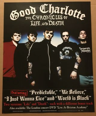 Good Charlotte Rare 2004 Promo Poster 4 Chronicles Cd 24x30 Never Displayed Usa