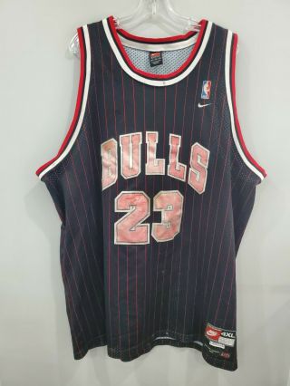 Rare Vtg Nike 8403 Nba Chicago Bulls Michael Jordan 23 Pinstripe Jersey Mens 4xl