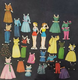 Vintage 1956 Teen Time Paper Dolls Whitman 4401 2 Dolls,  Clothing