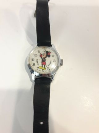 Vintage - Mickey Mouse Red Hands Swiss Made Wind Up Watch