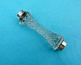 1919 - Antique Sterling Silver Collared/cut Crystal Knife Rest.  Levi & Salaman