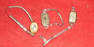 3 Antique Art Deco Lady ' s Wrist Watches Including Gruen 2