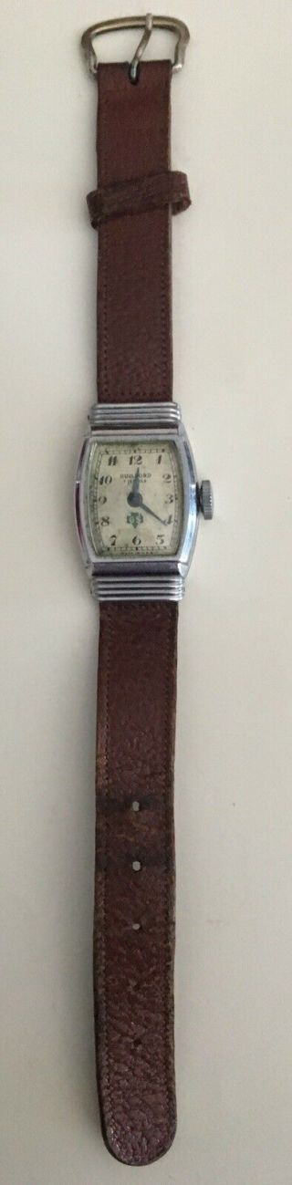 Rare Vintage Guilford 7 Jewel Girl Scouts Watch Wind Up Wristwatch 1947 Leather