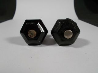 Vintage Black Glass Knobs 1&1/8in Wide Complete W/ Mounting Screw