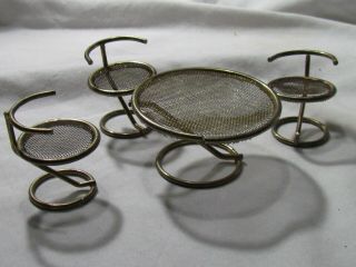 Vintage Dollhouse Metal Patio Furniture Table And Three Chairs