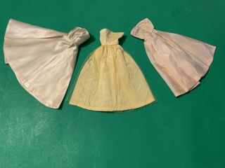 3 Strapless Vintage Barbie Doll Dress Gowns Handcrafted Pale Pink Cream Yellow