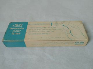 Rare Vintage Asepto B - D Rutherford NJ Glass Oral Thermometer w/Original Box 2