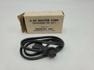 Rare Nos - Graflex Flash Solenoid To Solenoid A - 20 Shutter Sync Cable Cord,  Box