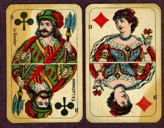Antique German Playing Cards,  Berlin Style,  Lattman,  C1910