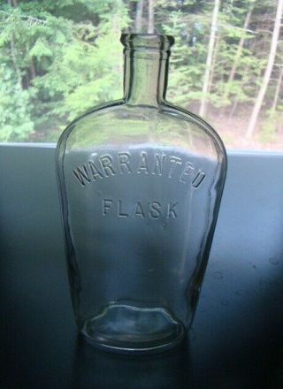 Large Antique Strap Sided Warranted Flask - 1880 