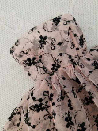 Vintage Handmade Doll Dress Pink Sheer Flocked Nylon 50s 60s 14 in Doll ? 2